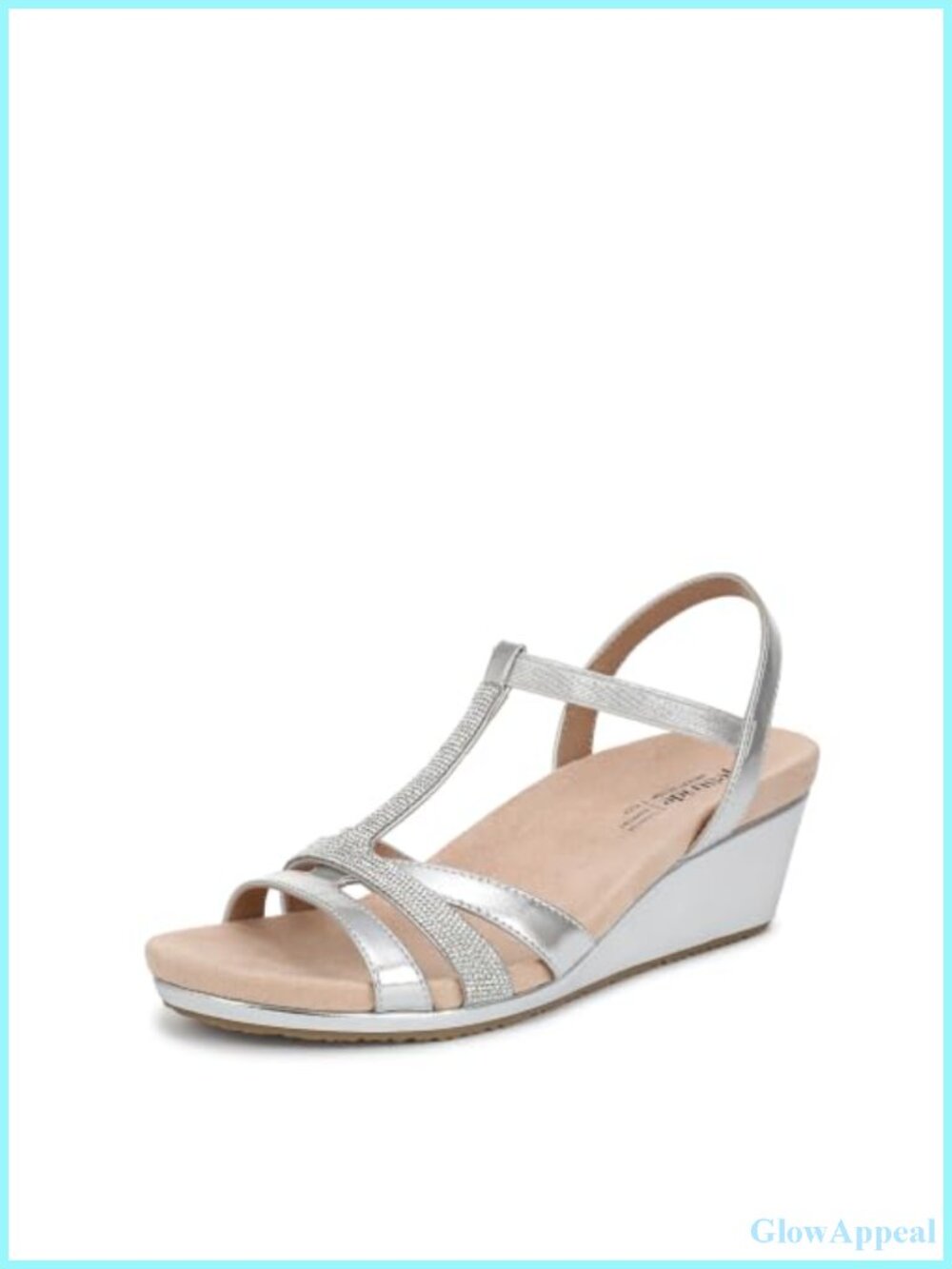 Wedge Sandals with Rhinestone Embellishments and Cushioned Footbed